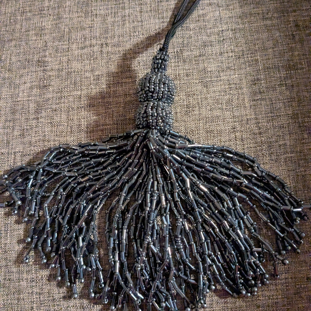 Elegant Dark Blue Beaded Tassel Home Decor.